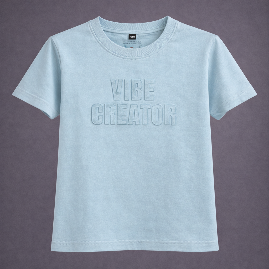 Kids Light Blue Round Neck Half Sleeves 260 GSM Cotton T-shirt