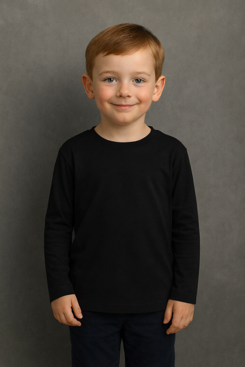 Spice Wardrobe Kids Full Sleeve Plain Cotton T-Shirt, Black, Crew Neck