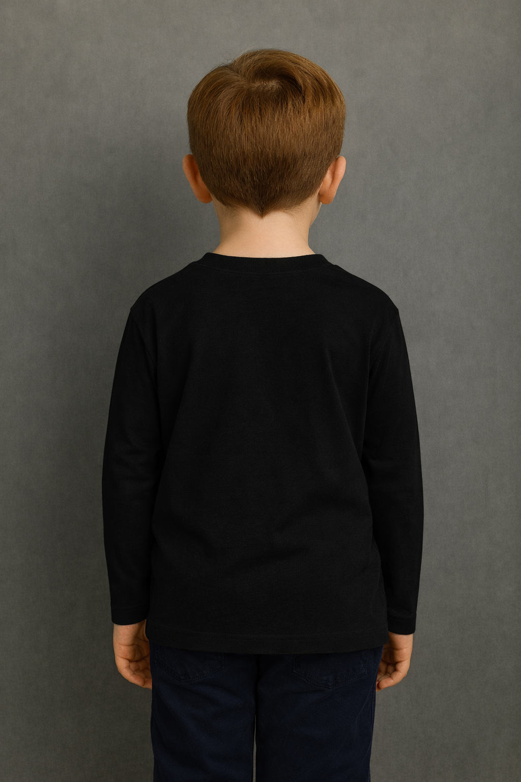 Spice Wardrobe Kids Full Sleeve Plain Cotton T-Shirt, Black, Crew Neck