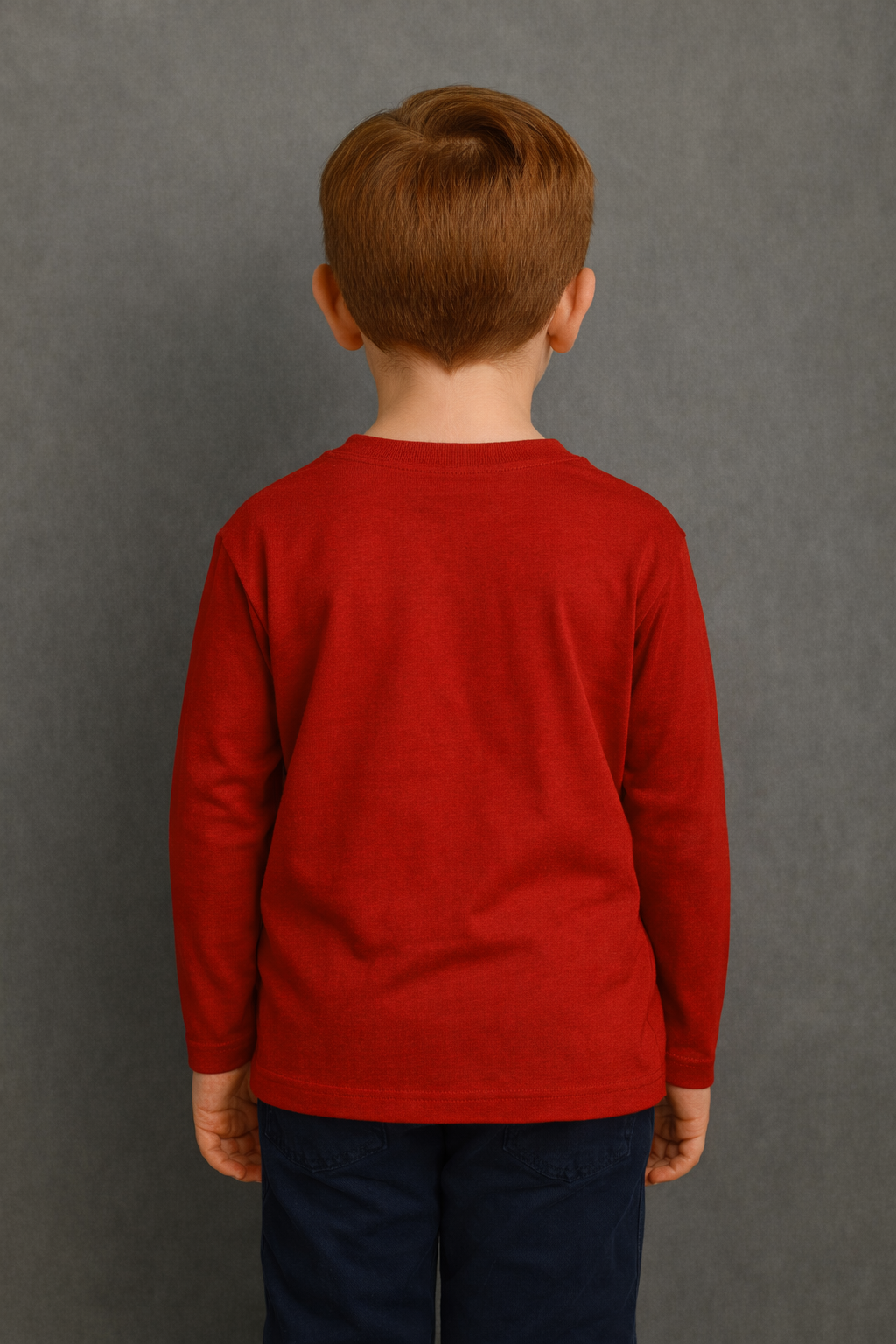 Spice Wardrobe Kids Full Sleeve Plain Cotton T-Shirt, Red, Crew Neck