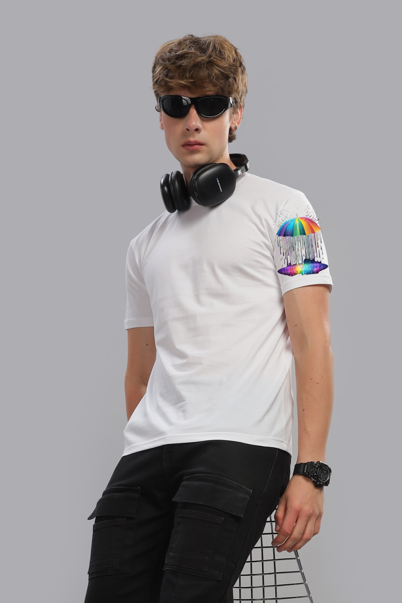 Holi Special T-Shirt for Men, White, Colorful Print, Festival Wear