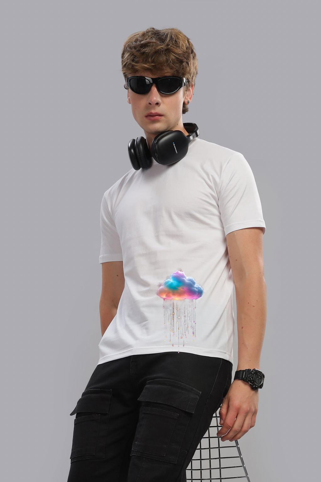 Holi Special T-Shirt for Men, White, Colorful Print, Festival Wear