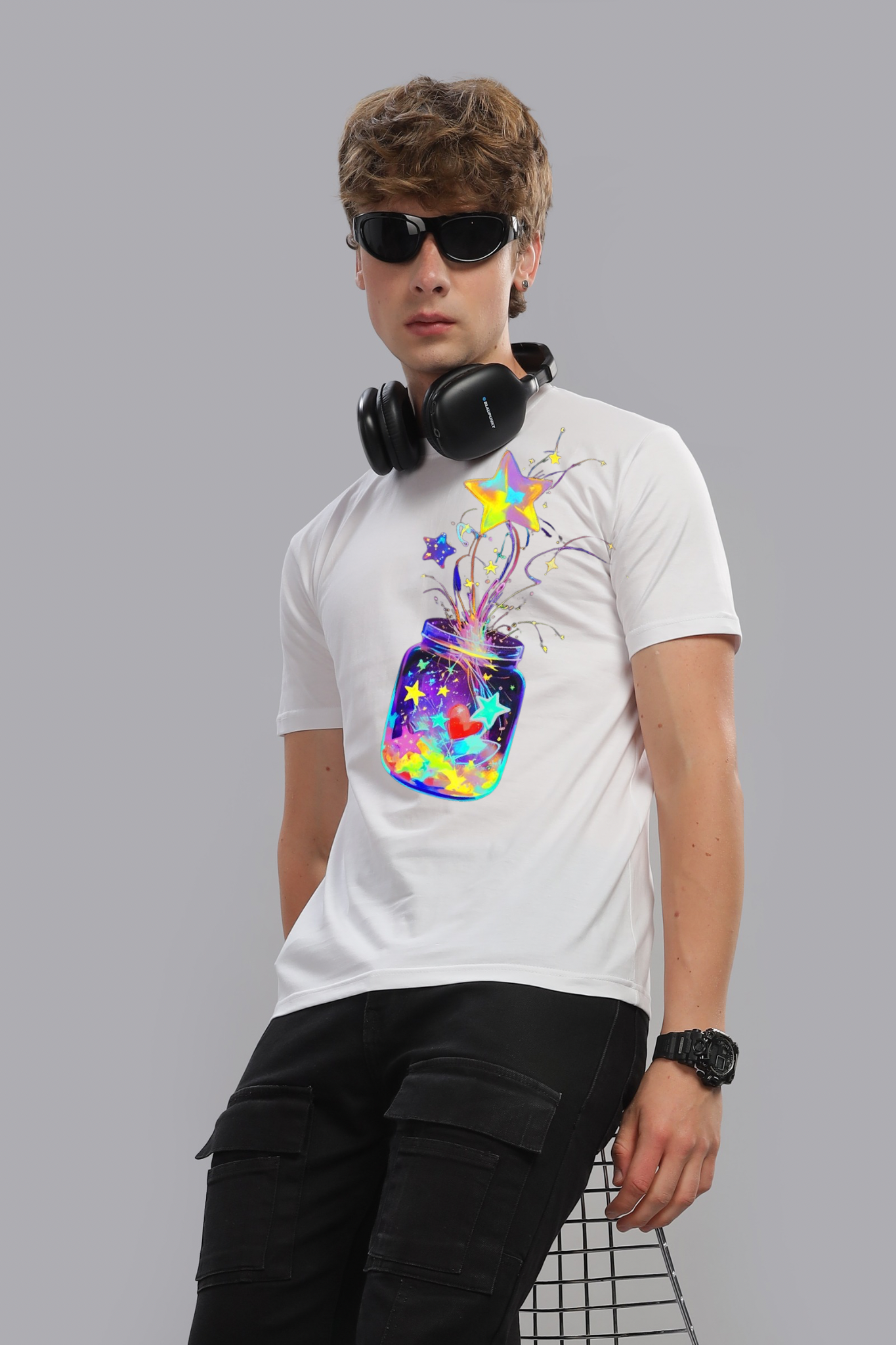 Holi Special T-Shirt for Men, White, Colorful Print, Festival Wear