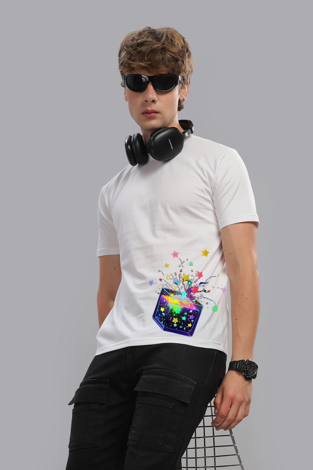 Holi Special T-Shirt for Men, White, Colorful Print, Festival Wear