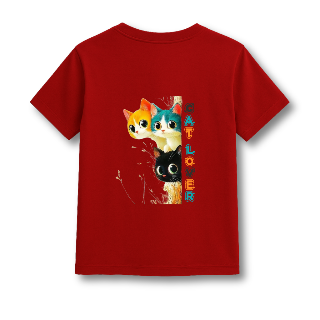 Kids Red Round Neck T-Shirt Half Sleeves Cotton | Rich Ultra Soft Fabric | Comfortable Solid Color Printed T-shirt for Boys and Girls