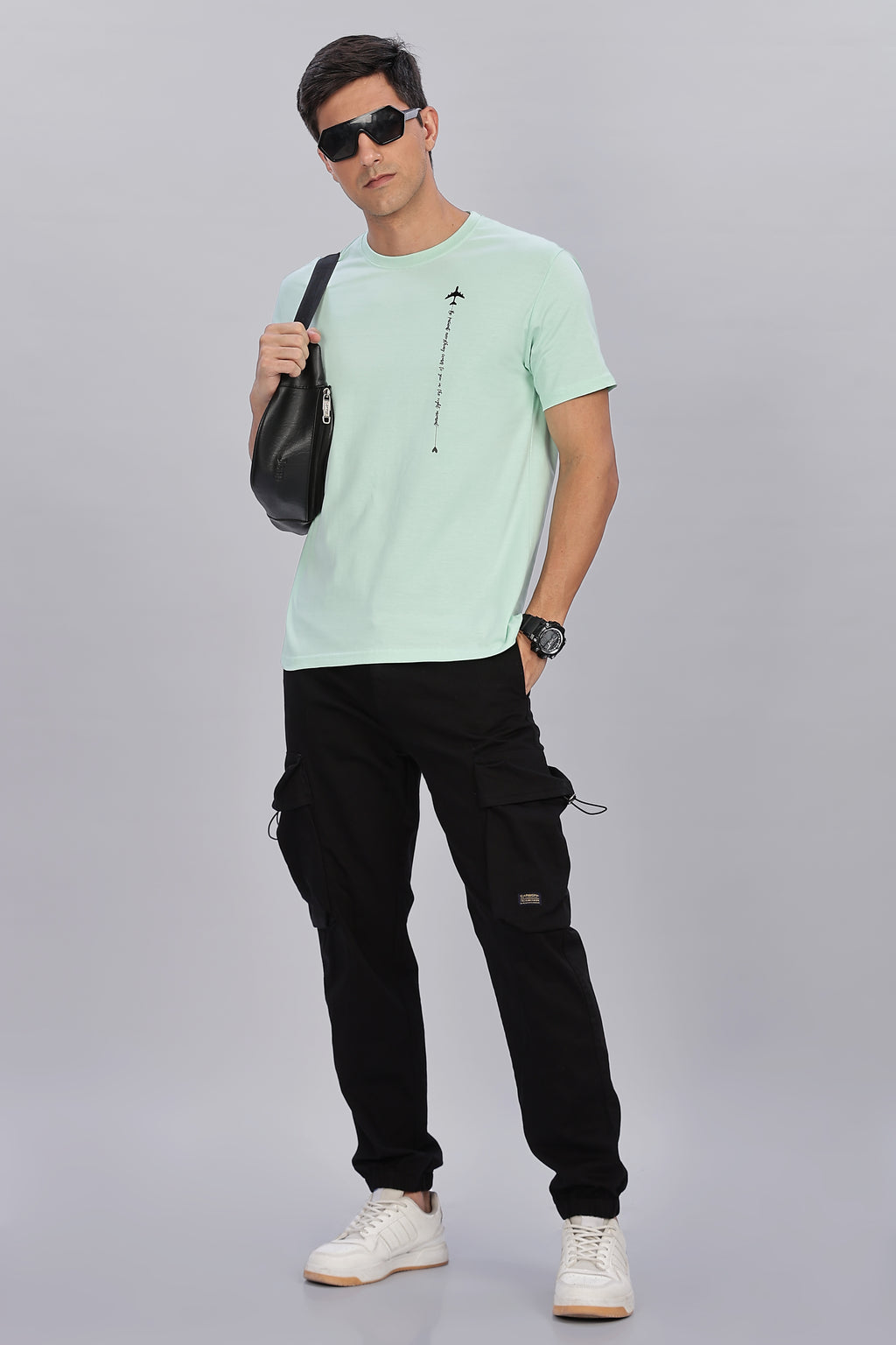 Spice Wardrobe Men’s Mint Green Premium Cotton Printed T-Shirt 100% Pure Cotton | Comfortable Regular Fit for Casual & Active Wear