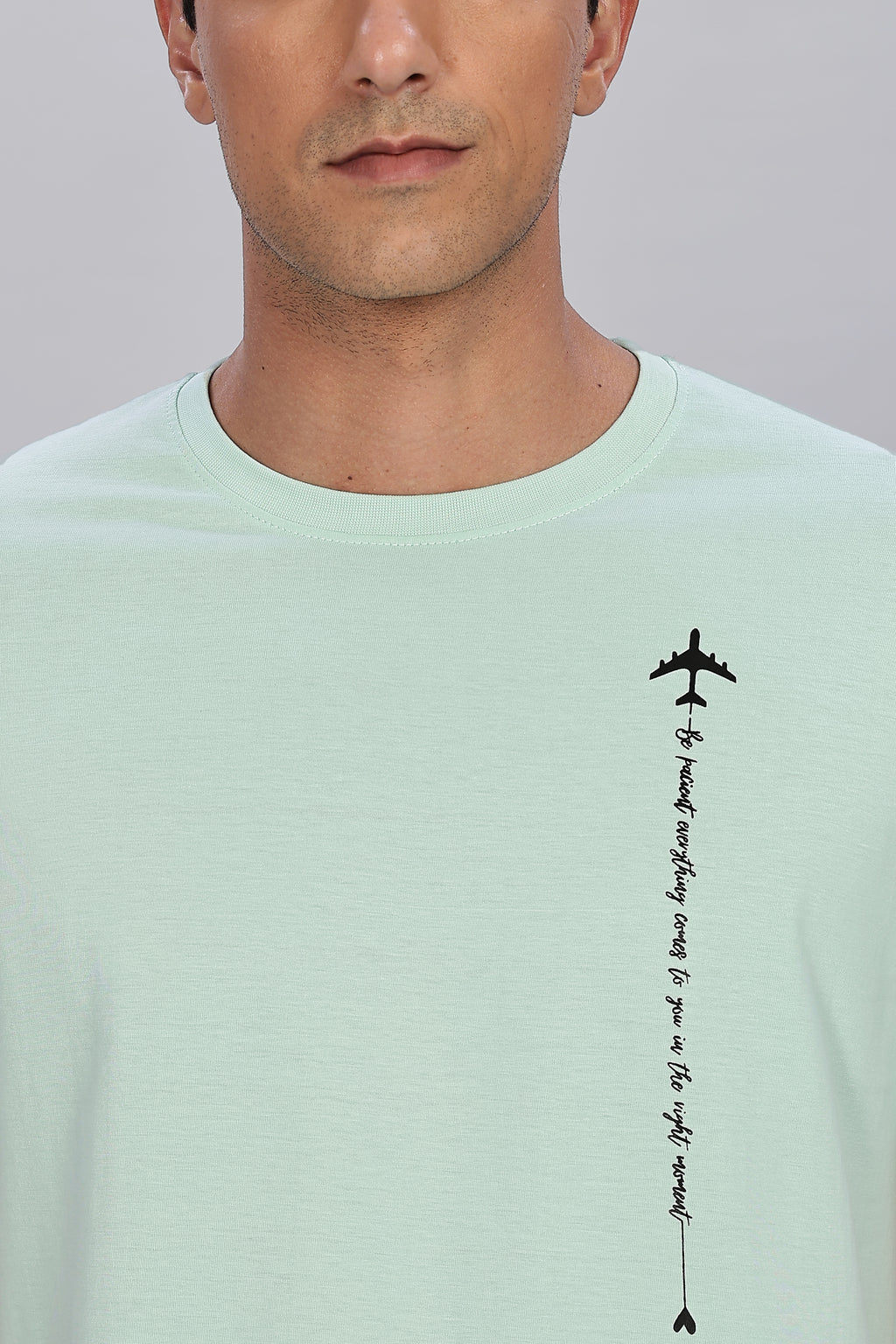 Spice Wardrobe Men’s Mint Green Premium Cotton Printed T-Shirt 100% Pure Cotton | Comfortable Regular Fit for Casual & Active Wear