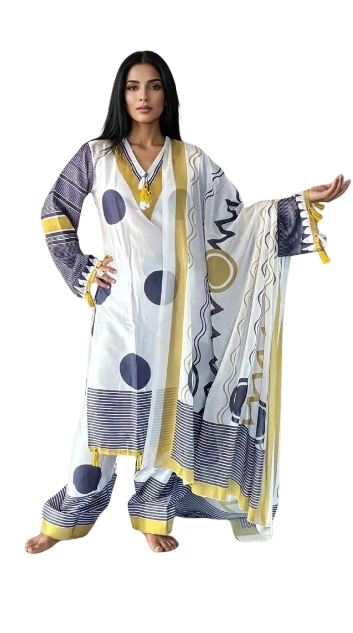 Women’s Floral Printed Farshi Salwar Suit Set with Dupatta