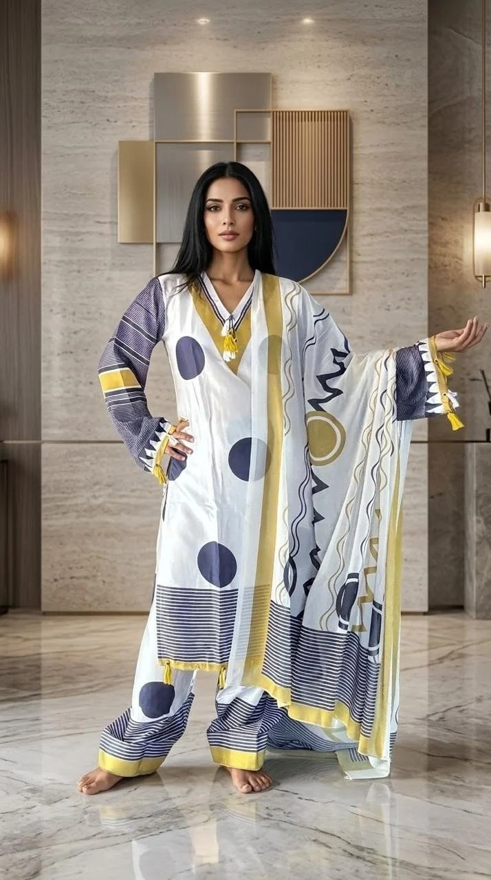 Women’s Floral Printed Farshi Salwar Suit Set with Dupatta