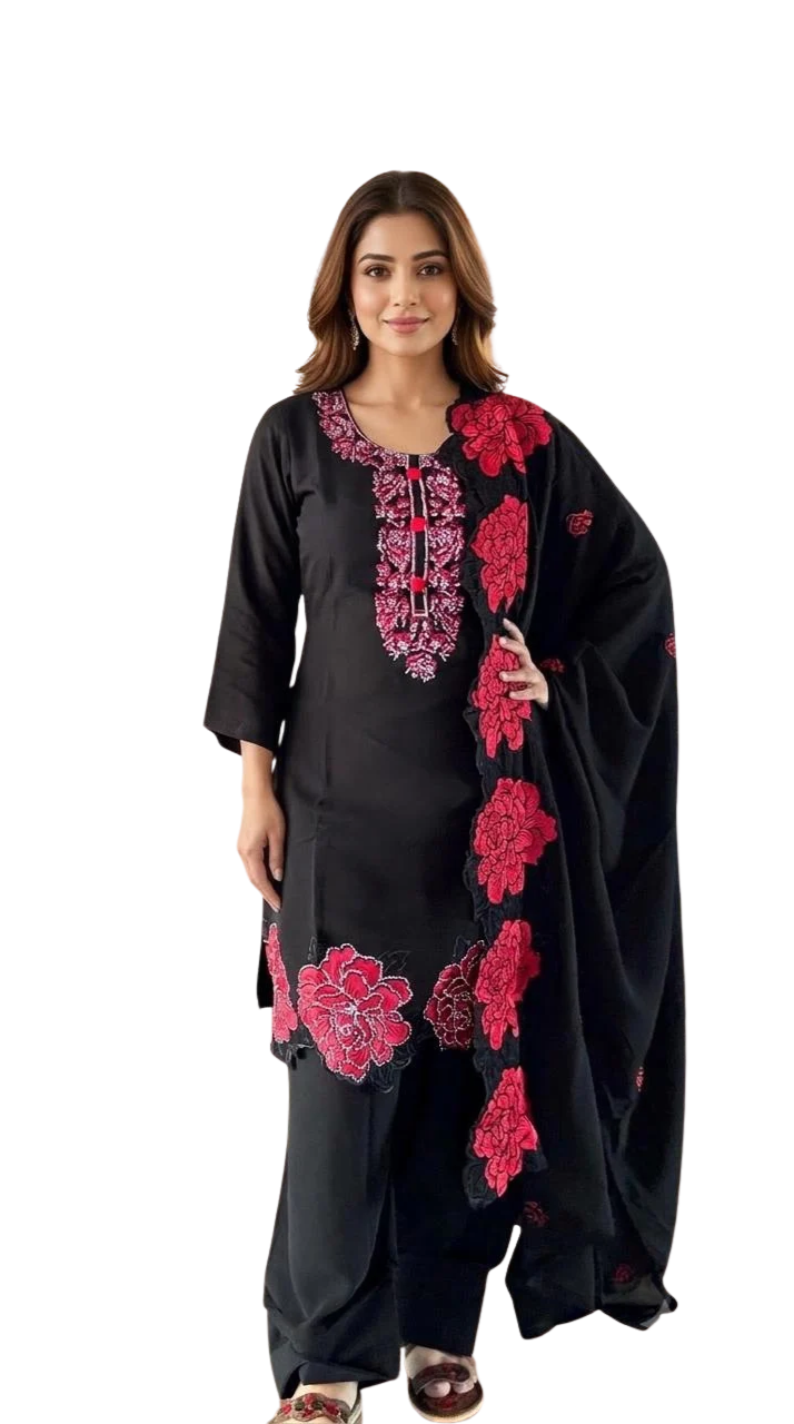 Women’s Floral Printed Farshi Salwar Suit Set with Dupatta (Copy)
