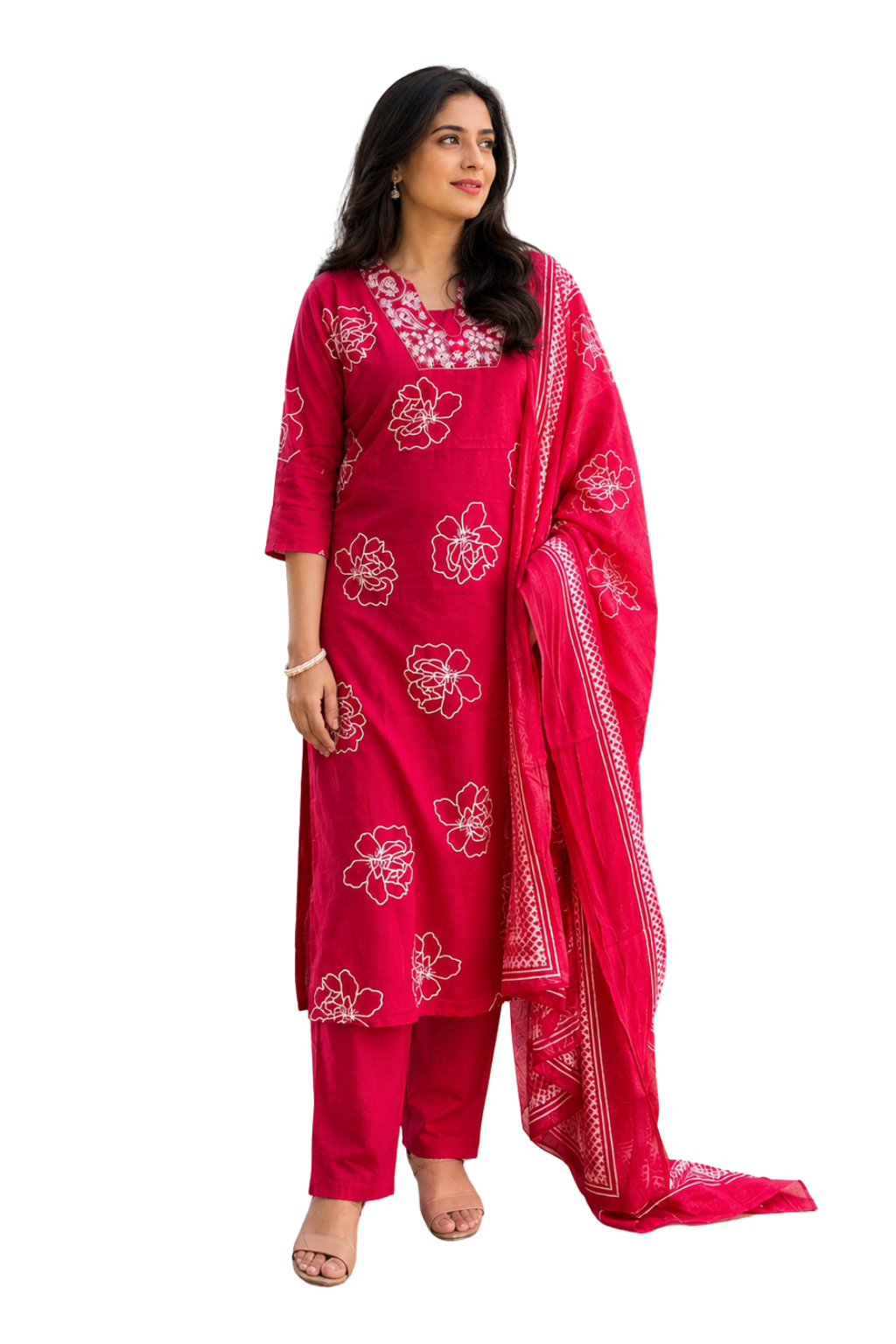 Spice Wardrobe Elegant Queen Pink Cotton Suit