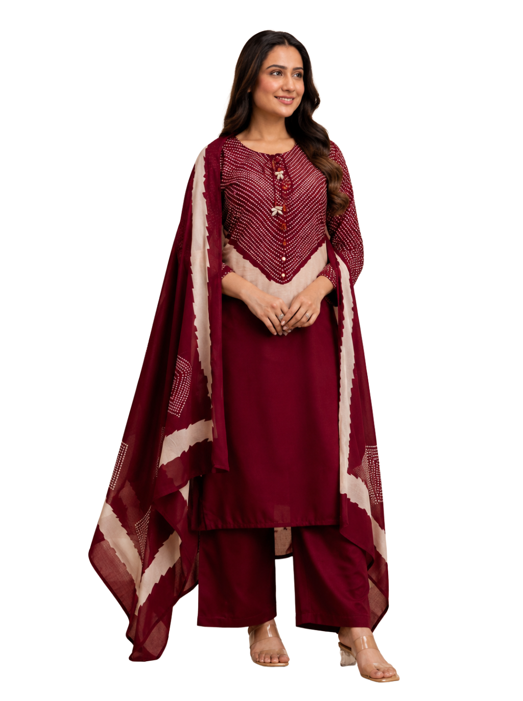 Spice Wardrobe Elegant Maroon Cotton Suit