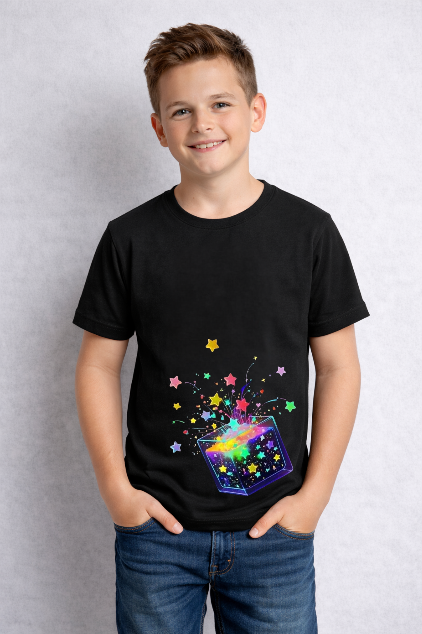 Holi Special T-Shirt for Kids, Black, Colorful Print, Festival Wear