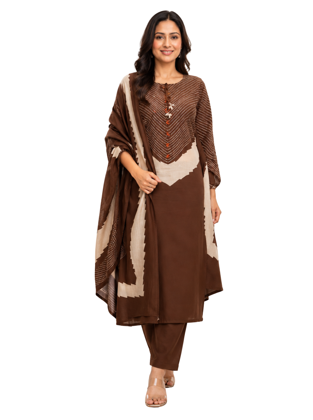 Spice Wardrobe Elegant Brown Cotton Suit