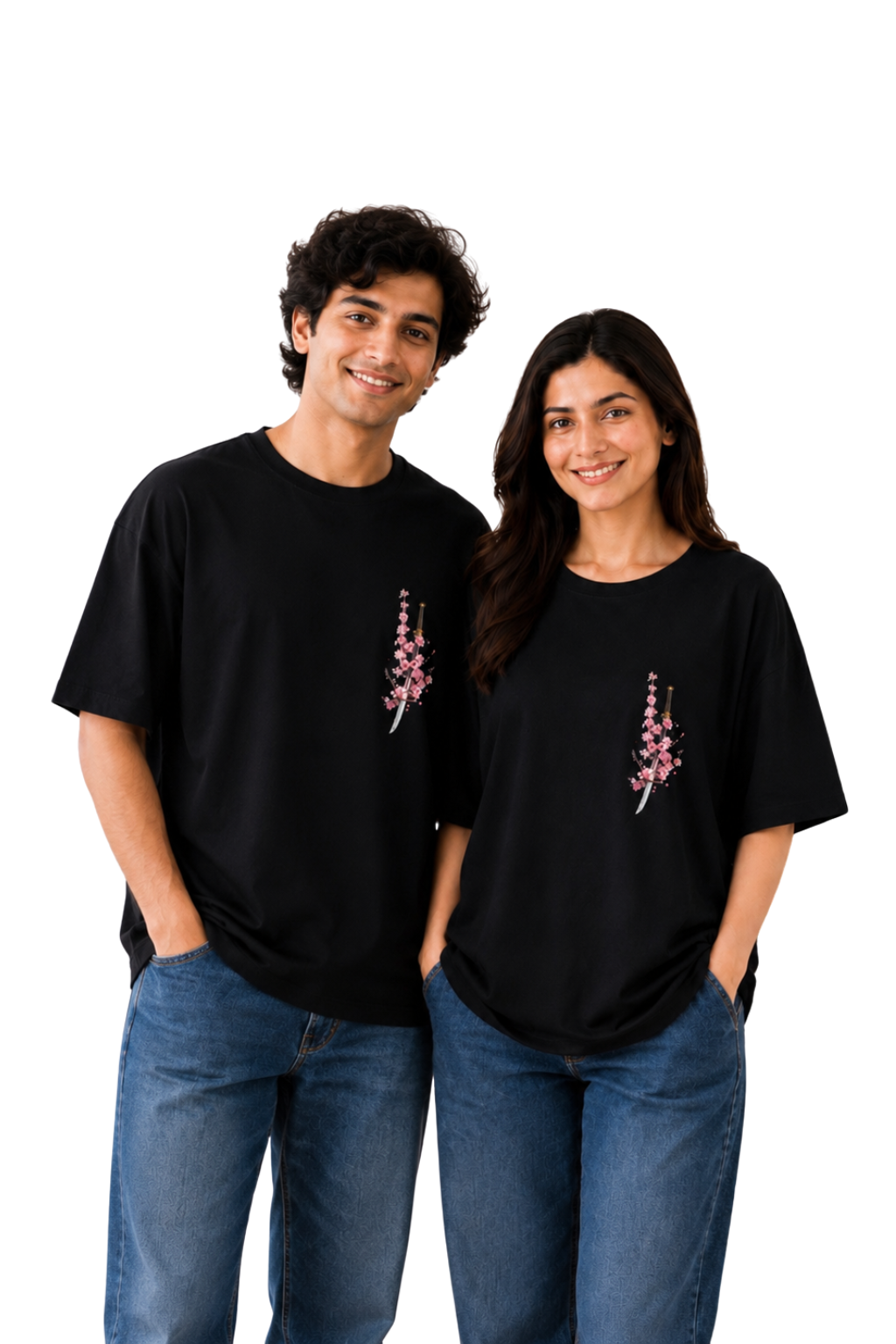 Unisex Black Oversized Luffy Graphic Print Pure Cotton T-Shirt