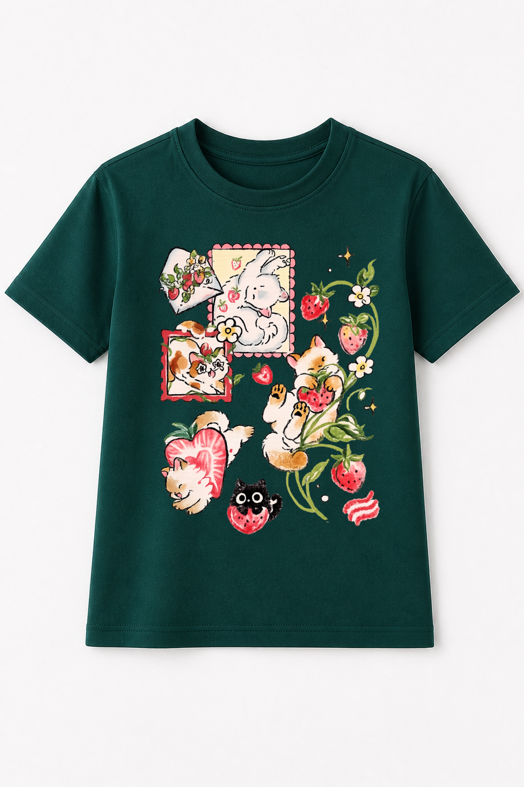 Kids Pure Cotton Cat Graphic Print T-Shirt