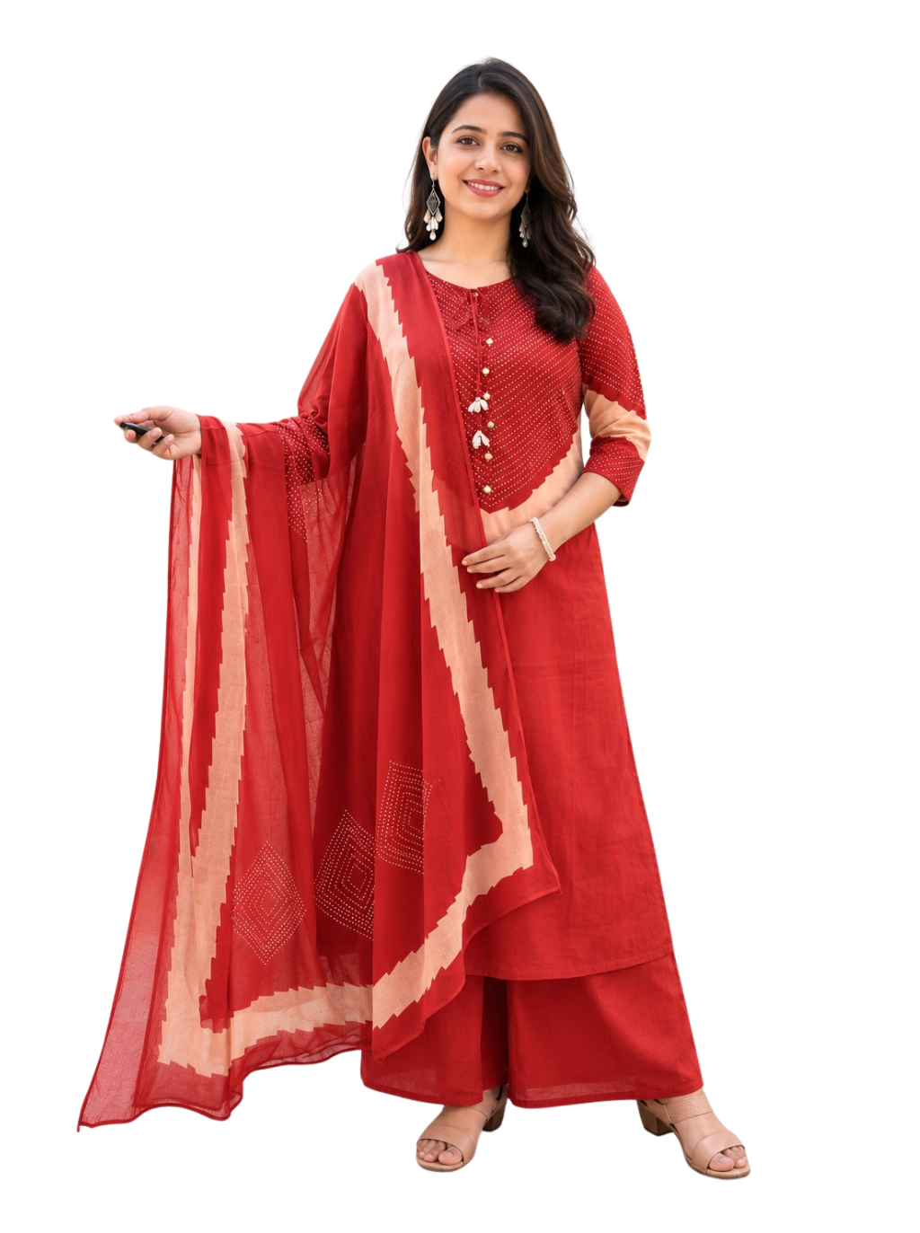 Spice Wardrobe Elegant Orange Cotton Suit