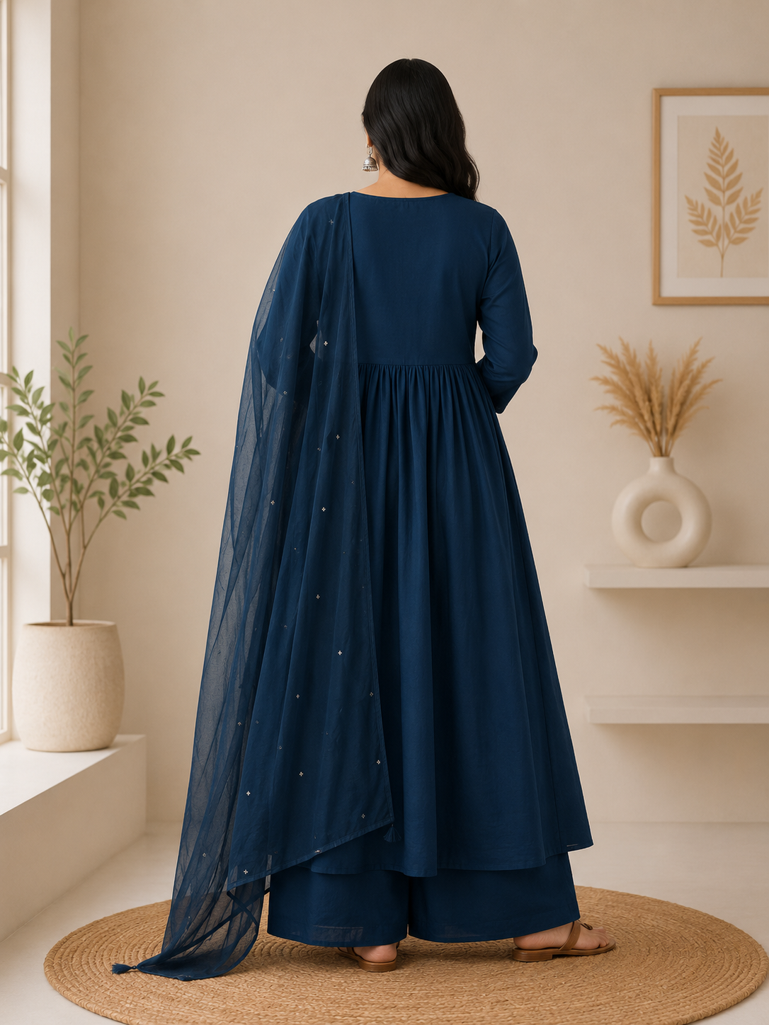 Spice Wardrobe Elegant Blue Cotton Suit