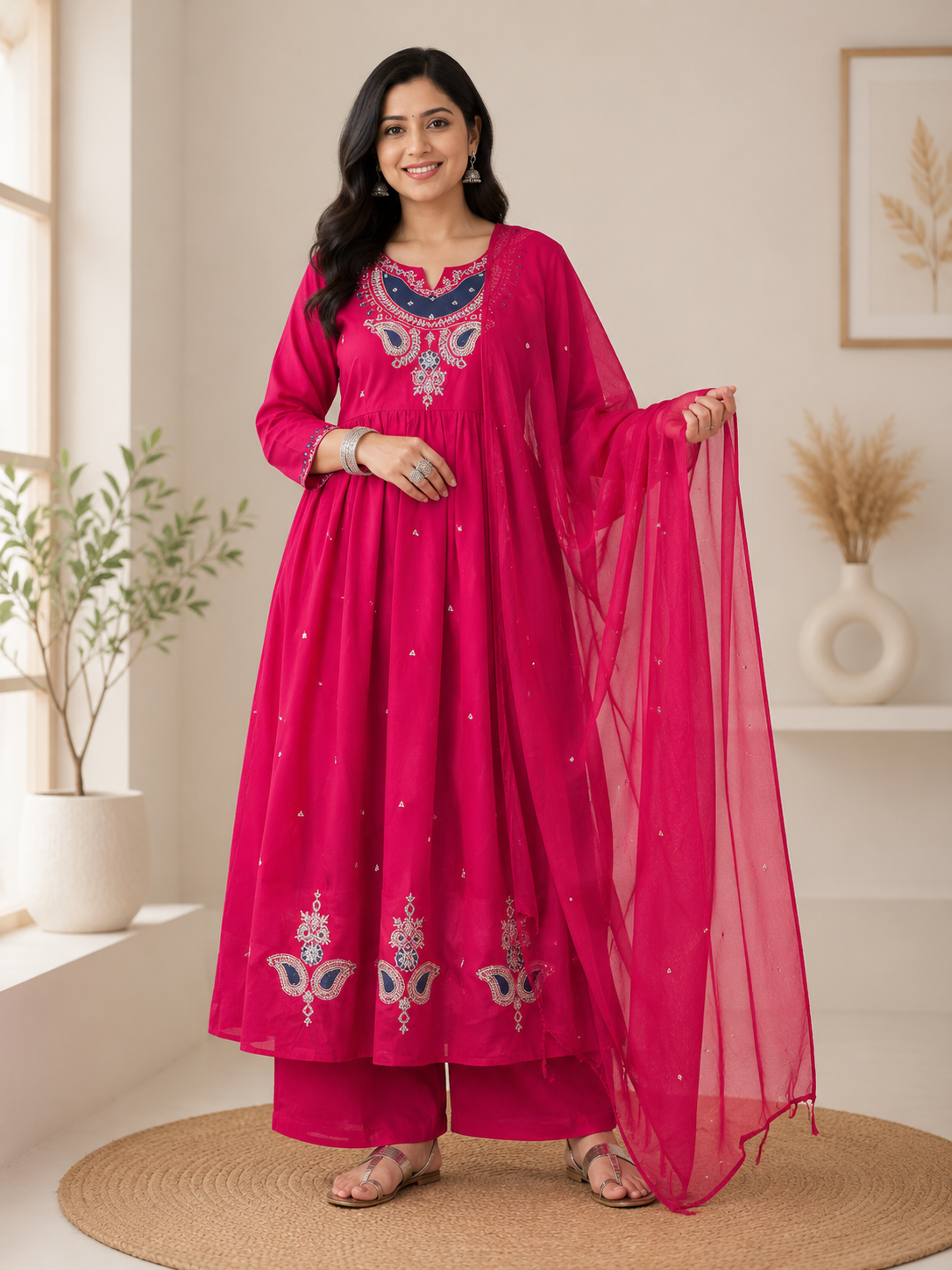 Spice Wardrobe Elegant Pink Cotton Suit