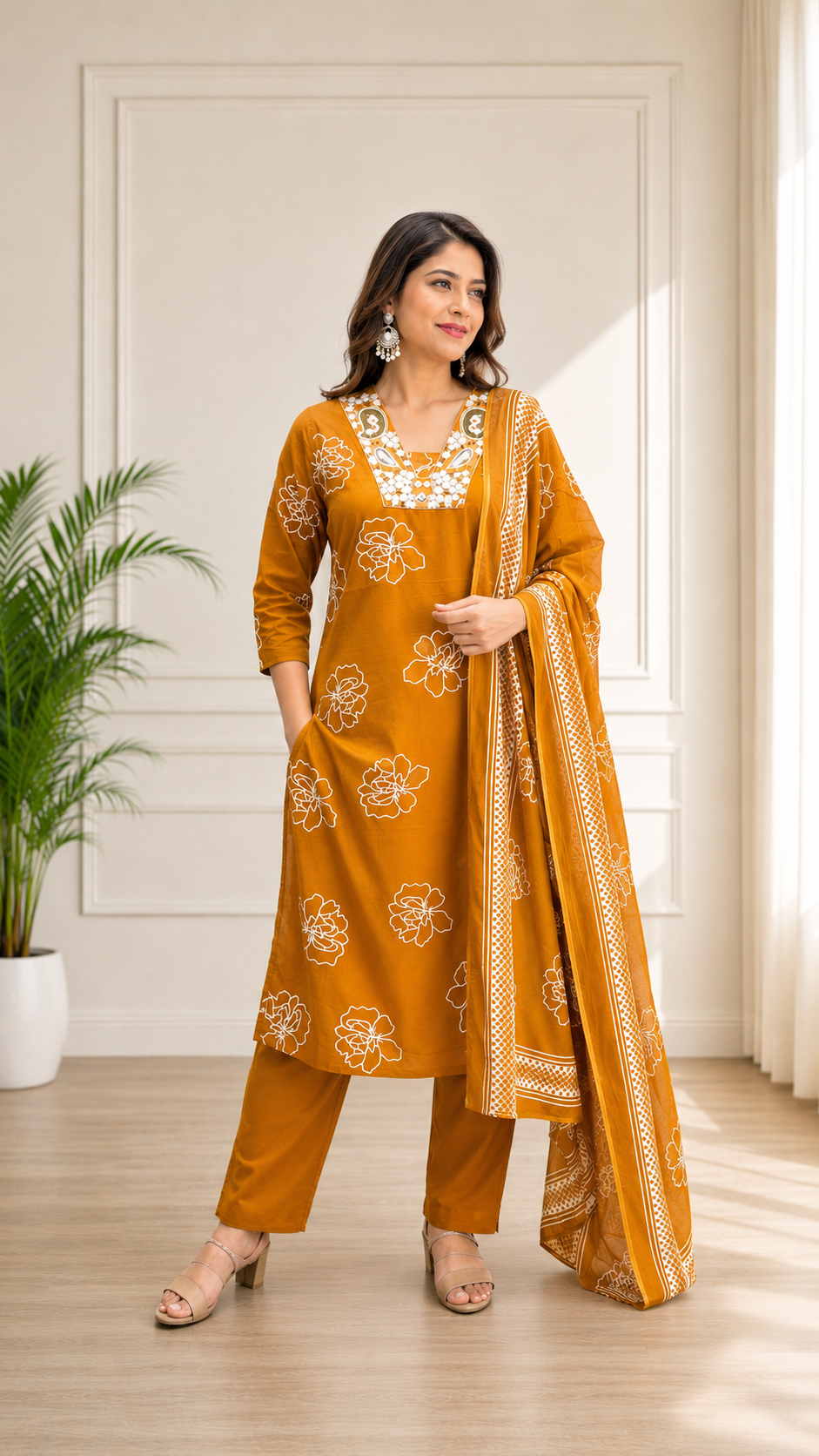 Spice Wardrobe Elegant Brown Cotton Suit